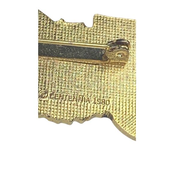 1980 "Joy" Holiday Brooch Pin Resin Multicolor 1.5 Inch - Picture 7 of 7